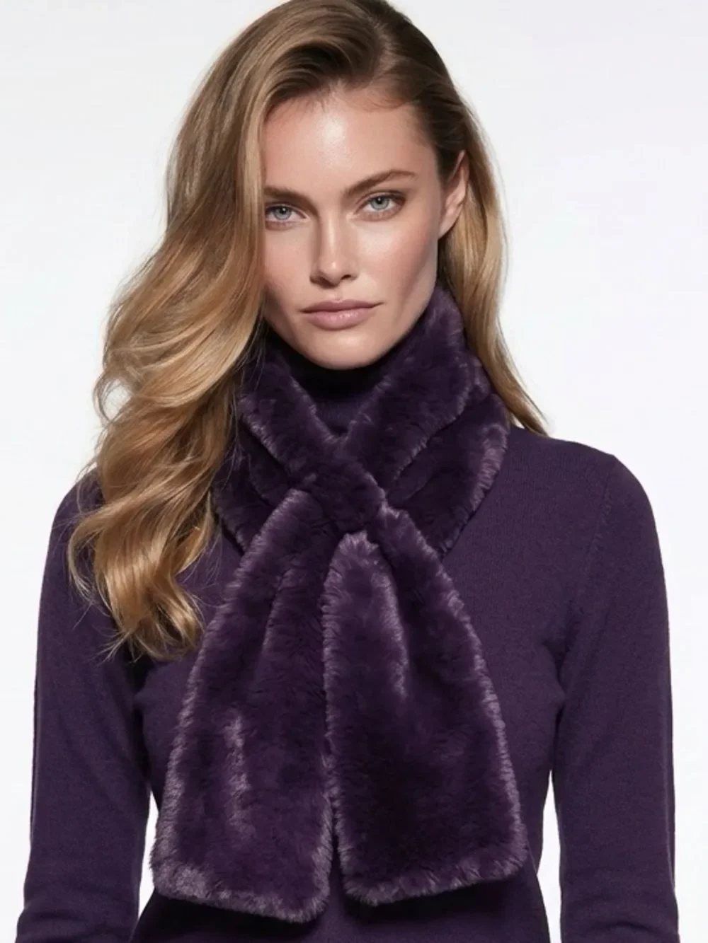 INC | NEW Faux Fur Purple Scarf One Size